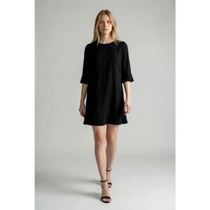 MSK Black Pleated Trim Shift Dress Petite 10P NWT Classic Career